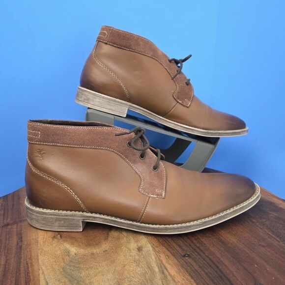 STACY ADAMS Cagney Boot Men's 11M Leather Cognac Tan # 24907-236 - Picture 3 of 15